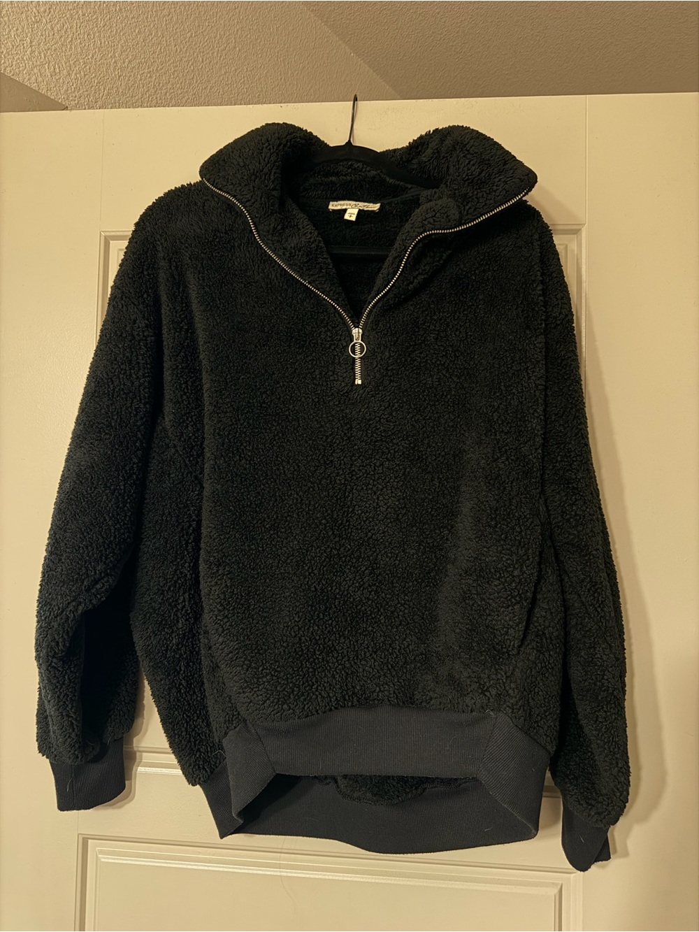 Express Black Sherpa Quarter Zip Pullover